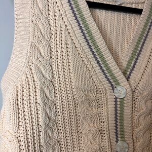 Cable Knit Cream Sweater Vest